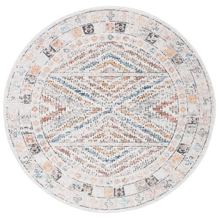 Safavieh 6 ft. 7 in. x 6 ft. 7 in. Crystal Power Loomed Round Area Rug; Ivory & Grey CRS321A-7R